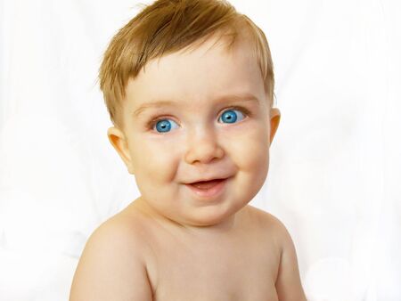 very bright closeup portrait of adorableの写真素材