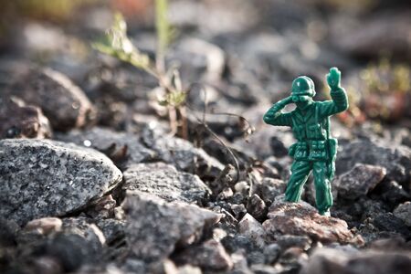 Toy soldier in ground warの写真素材