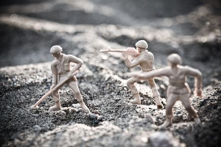 Toy soldier in ground warの写真素材