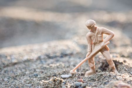 Toy soldier in ground warの写真素材