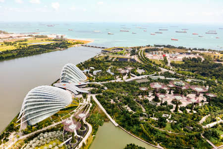 An aerial view of Singapore from the ferris wheel near the Marina Bay Sands.のeditorial素材