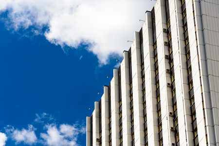 Angle view and perspective of a modern building in Moscowの写真素材