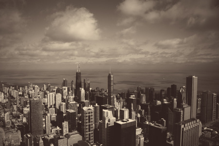 Vintage cityscape of Chicago business districtの写真素材