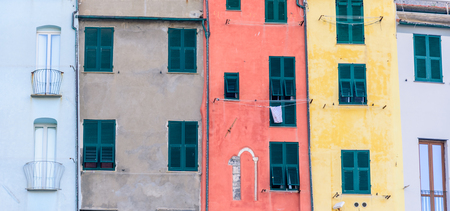 PORTO VENERE, ITALY - APRIL 29, 2017 - View of the colorful house of the famous town of Porto Venere in Liguria, near the Cinque Terre National Park.のeditorial素材