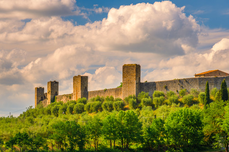 View of the famous town of Monteriggioni near the city of Siena in Tuscany, Italy.のeditorial素材