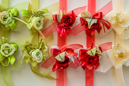 Solid soap packed in various colors, hanging on the wall to carry as souvenirsの写真素材