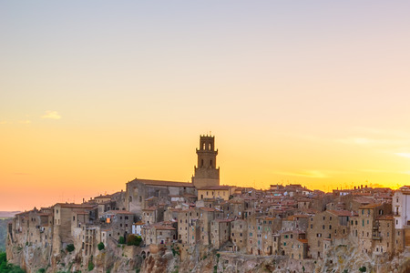 View of the medieval and beautiful town of Pitigliano in Tuscany, Italy, near the city of Grosseto.の写真素材