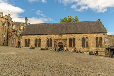 STRILING - UNITED KINGDOM - AUGUST 9, 2017 - Some tourists take photos and have fun while visiting Stirling Castle in Scotlandのeditorial素材