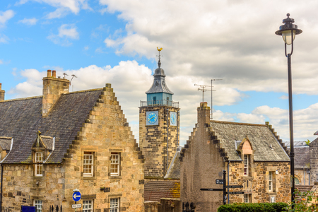 STRILING - UNITED KINGDOM - AUGUST 9, 2017 - View of the old town of Stirling in Scotland with the clock towerのeditorial素材