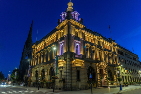 PERTH, UNITED KINGDOM - AUGUST 10, 2017 - View of a building in the historical district of Perth near the cathedral.のeditorial素材