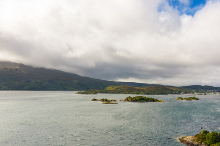Scenic view of Kyle of Lochalsh a small town near the bridge for the Isle of Skye.の写真素材