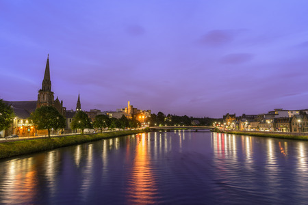 View of the city of Inverness at dusk.の写真素材