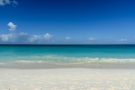 Exotic background with white sand beach and the Caribbean sea.の写真素材