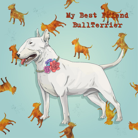 white bullterriers on the fire dog textureのイラスト素材