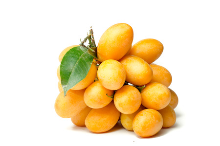 Marian Plum is a bunch on a white background,sweet marian plum thai fruit isolated on white...