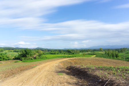 Green mountains with blue sky.の写真素材