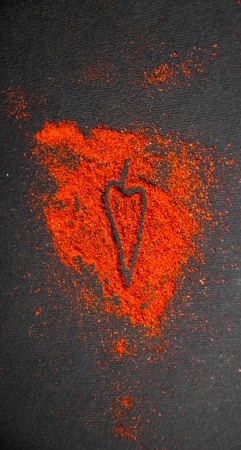 chili powder with the symbol. Food backgroundの写真素材