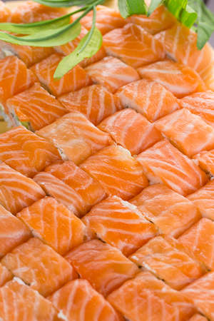 Japanese cuisine. Fresh philadelphia sake roll.の写真素材