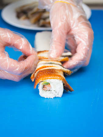 hands Making rollsの写真素材