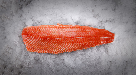 Salmon fillet on iceの写真素材