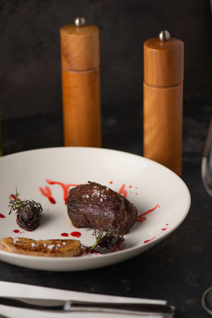 Delicious grilled steak. Restaurant.の写真素材