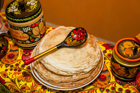 Shrovetide. Russian pancakesの写真素材