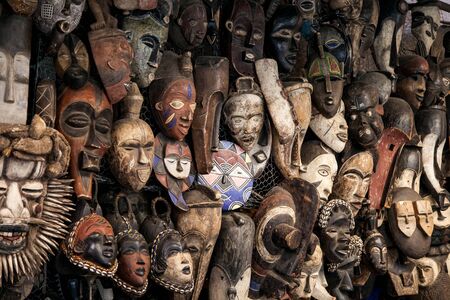 African masks on saleの写真素材