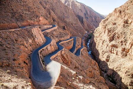 serpentine road in the dades gorgeの写真素材