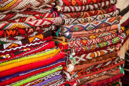 colored pashmina scarves in the marketの写真素材
