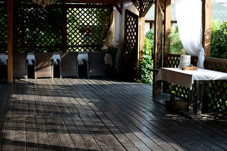 summer terrace in the gardenの写真素材