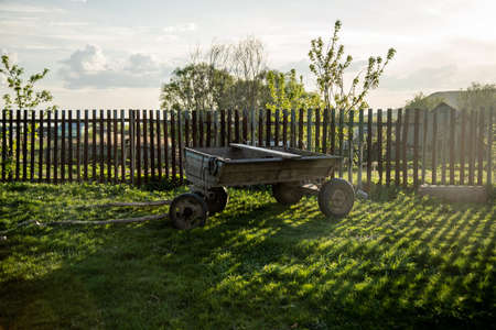 wooden Russian cart for transportationの写真素材