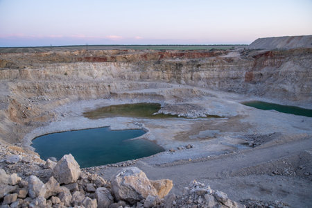 place of mining. gypsum canyon filled with fire