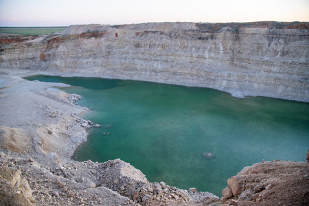 place of mining. gypsum canyon filled with fire