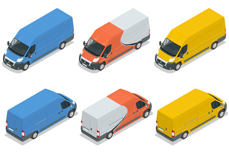 Commercial vehicle, van for the carriage of cargo flat 3d vector isometric illustration isolated on white background. Flat 3d Vector isometric illustrationのイラスト素材