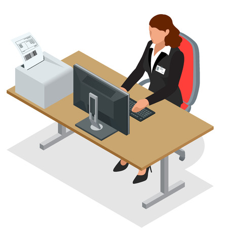 Business woman looking at the laptop screen.のイラスト素材