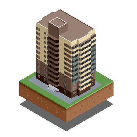 Isometric buildings real estateのイラスト素材