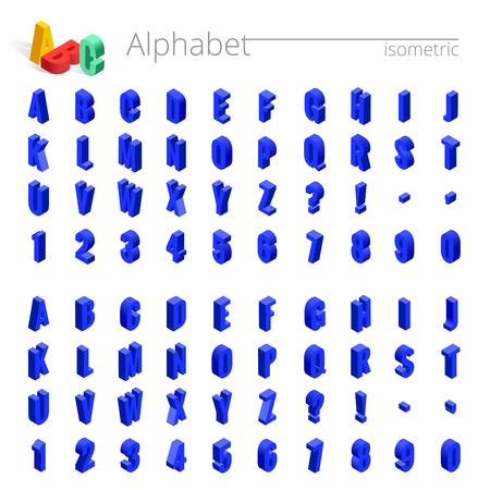 3d isometric alphabet vector font. Isometric letters, numbers and symbols. Three-Dimensional stock vector typography for headlines, posters etcのイラスト素材