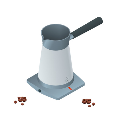 Coffee machine isolated on white. Flat 3d vector isometric illustrationのイラスト素材