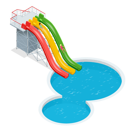 Water slides isolated on a white background. Flat 3d vector isometric illustrationのイラスト素材