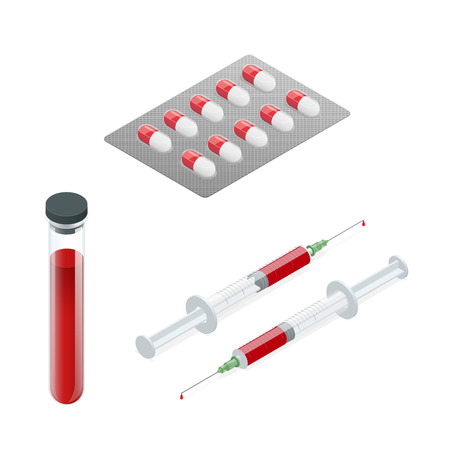 Realistic 3d medical emergency first aid care icons set with heart pill thermometer isolated isometric vector illustration.のイラスト素材