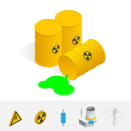 Debris Atomic Energy. Danger radiation. Flat 3d vector isometric illustrationのイラスト素材