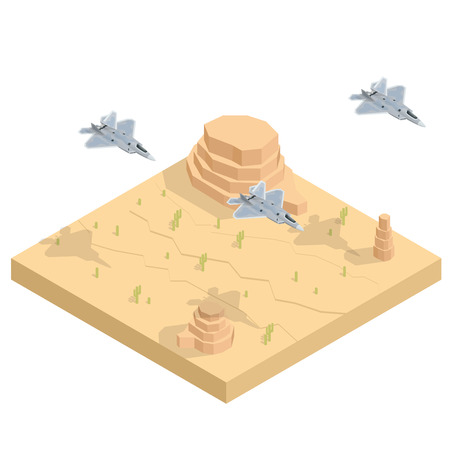 Military airplane at flying. Flat 3d isometric high quality military vehicles machinery transportのイラスト素材