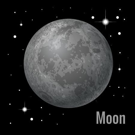 Full moon with star at dark night sky background. Flat 3d vector isometric illustrationのイラスト素材