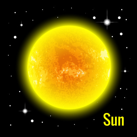 The Sun 3d vector illustration. High quality isometric solar system planetsのイラスト素材