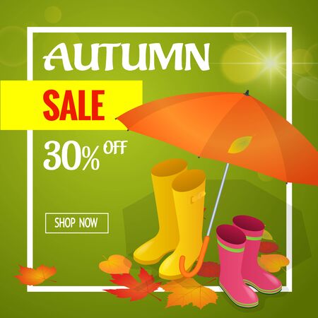Autumn sale banner. Autumn sale flayer Design for shop. Autumn sale online store. Autumn sale Discount up to 30 offのイラスト素材