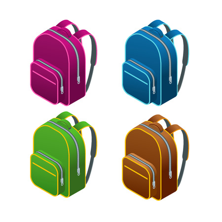 Isometric school bag. Isolated on white background.のイラスト素材