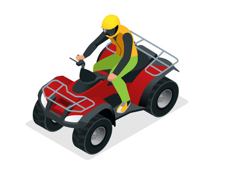 ATV rider in the action. Quad bike ATV isometric vector illustration. Motocross bike iconのイラスト素材