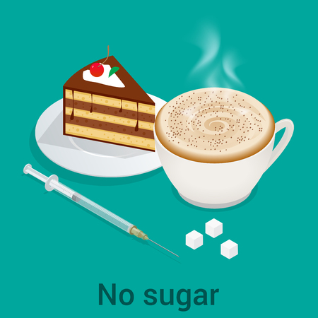 Isometric Diabetes health-care life flat concepts. Illustration for Web, Presentations and Mobile Applicationのイラスト素材