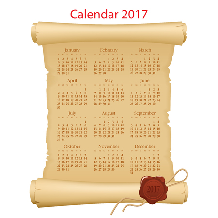 Calendar on parchment rollのイラスト素材