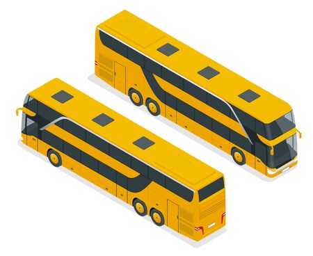 Isometric Double Decker Bus or intercity. Urban transport. For infographics and design games.のイラスト素材